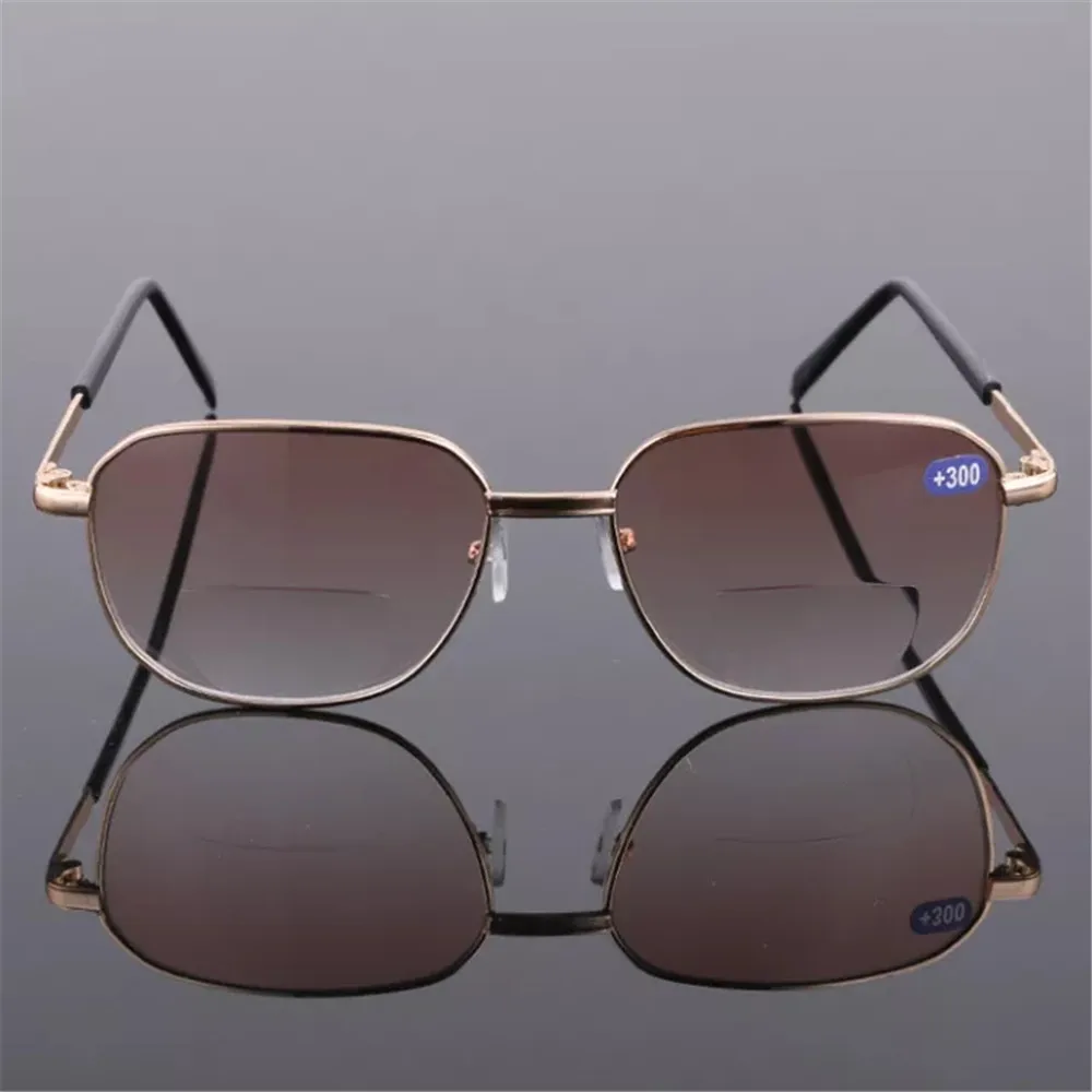 2-in-1 bifokale Lesebrille +1,0 ~ +4,0 Herren-Doppelzweckbrille Metallrahmen Damen Presbyopie Retro-Brille – Detail 5