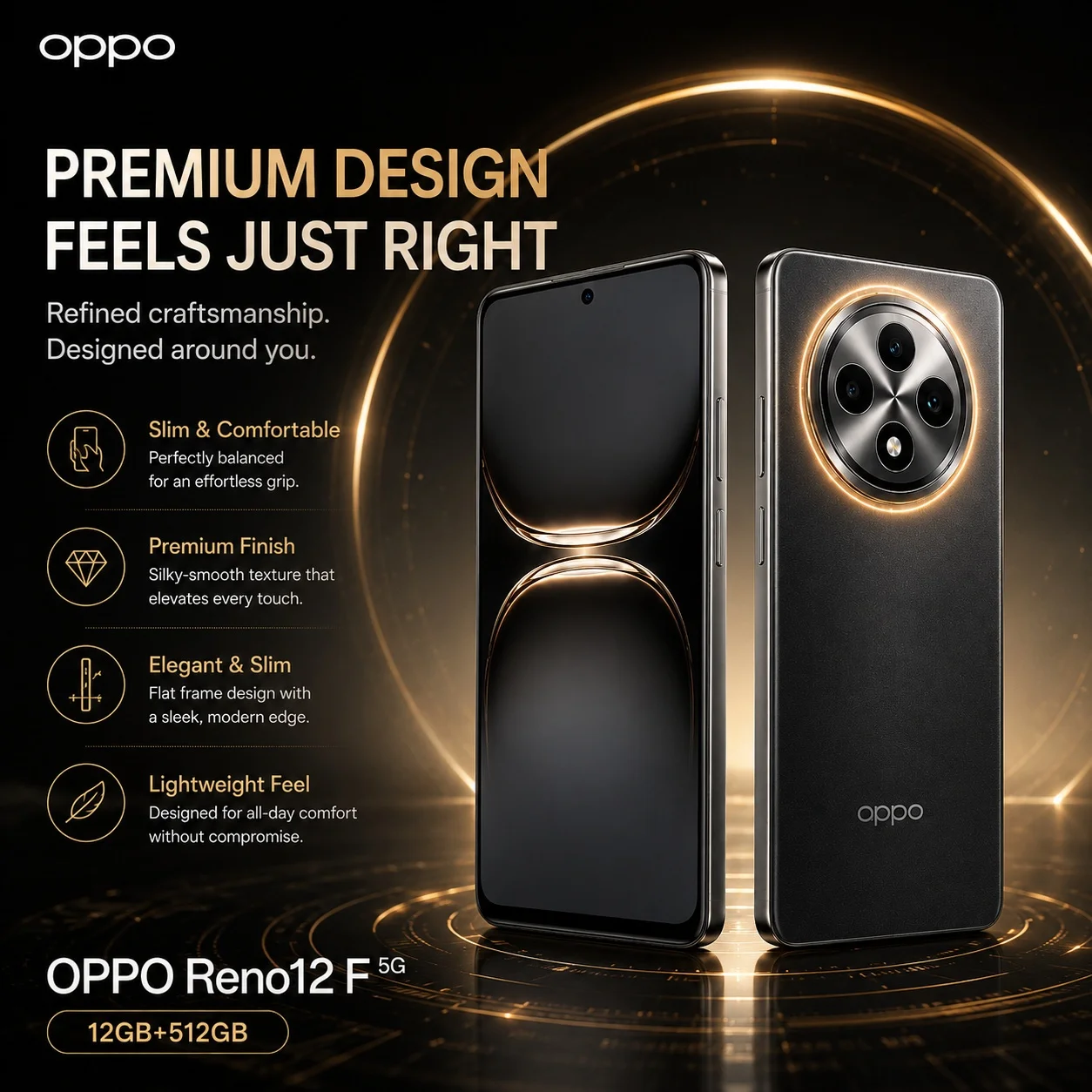 New OPPO Reno12 F 5G 12GB+512GB Phone, Dimensity 6300, 120Hz AMOLED, 50MP Triple Camera, 32MP Selfie, 5000mAh, 45W SUPERVOOC