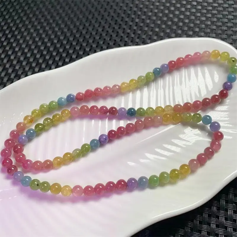 5.5MM Natural Sweet Tourmaline Triple Circle Bracelet Reiki Healing Stone Fashion Jewelry Holiday Gifts For Women 1PCS