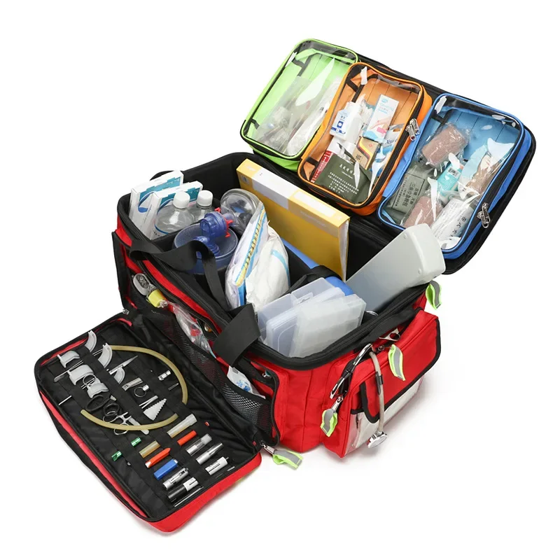 Imagem -02 - Mochila Trolley Destacável Vazia Kits de Primeiros Socorros de Sobrevivência Carrinho de Cuidados Médicos Resgate de Emergência Médico Bolsa de Primeiros Socorros