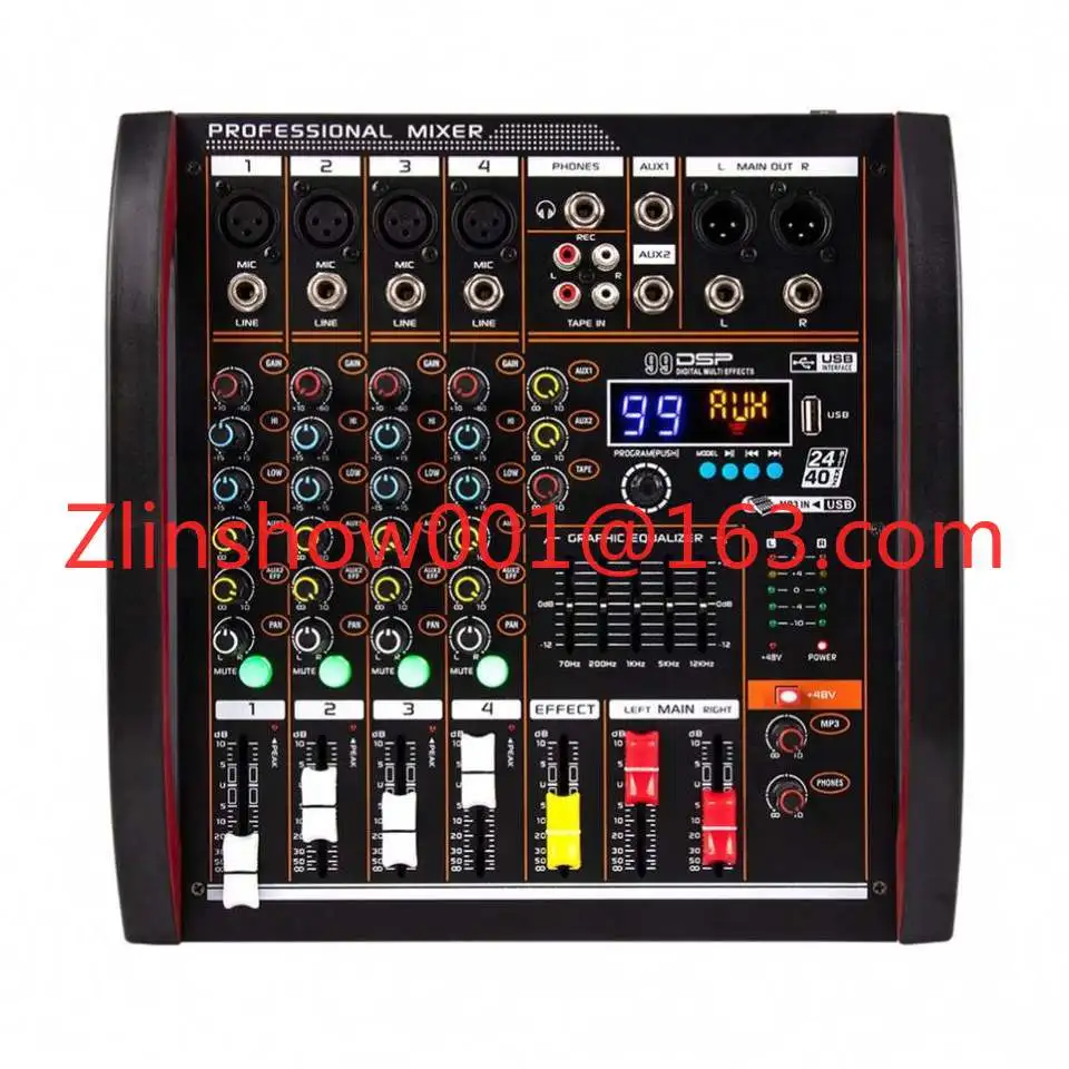 Built-in Amplified Power 4 Channel Audio Mixer with 2 Wireless Microphones Combined for Outdoor Performance