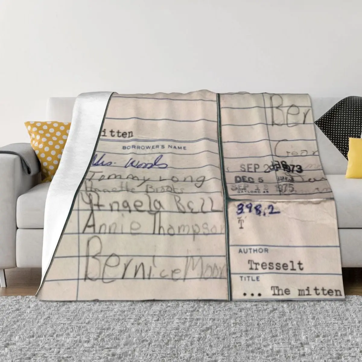 

Vintage Library Card Throw Blanket For Baby Comforter warm winter Sofas Blankets