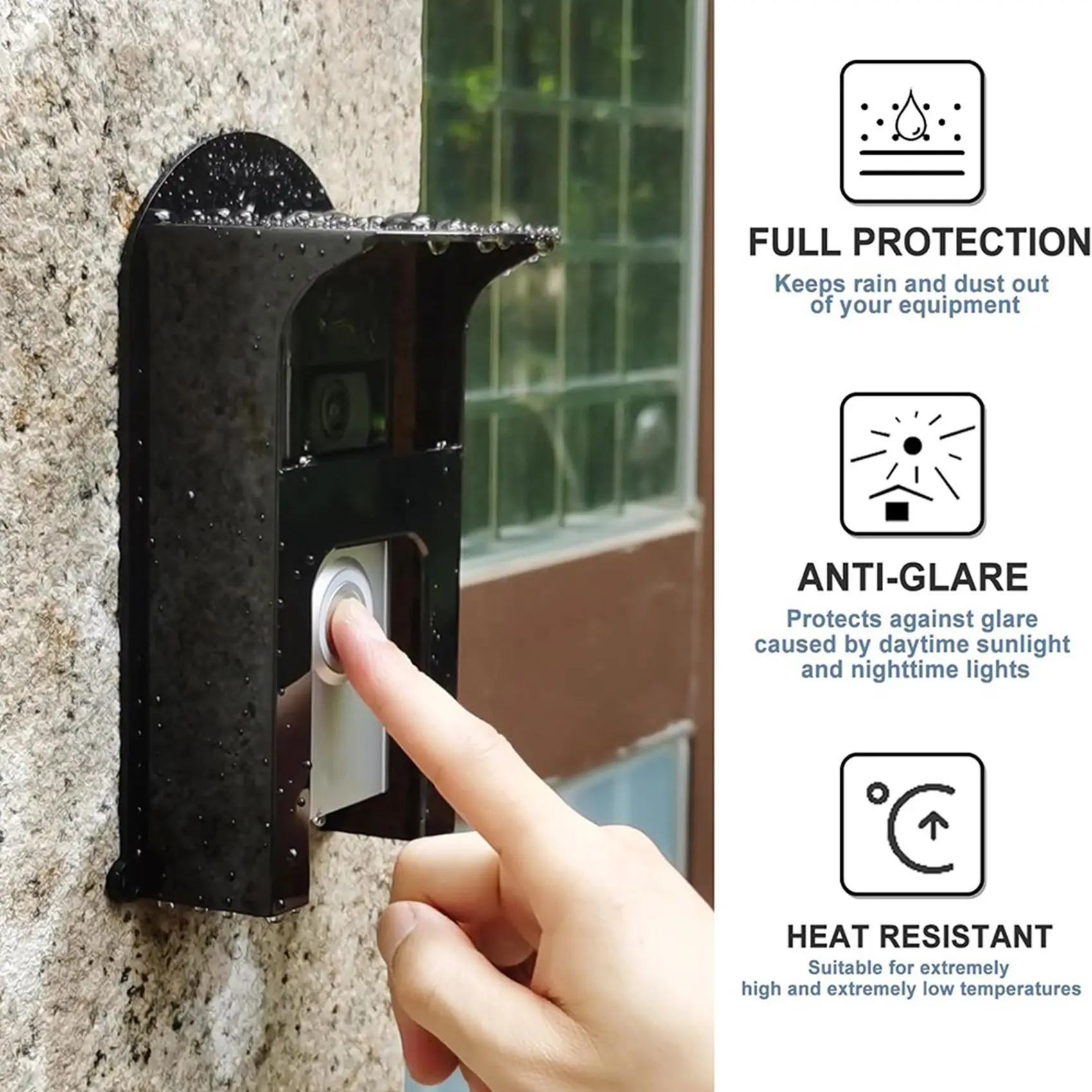 A84E-2X Black Plastic Doorbell Rain Cover For Ring Models Doorbell Waterproof Protector Shield Video Doorbells