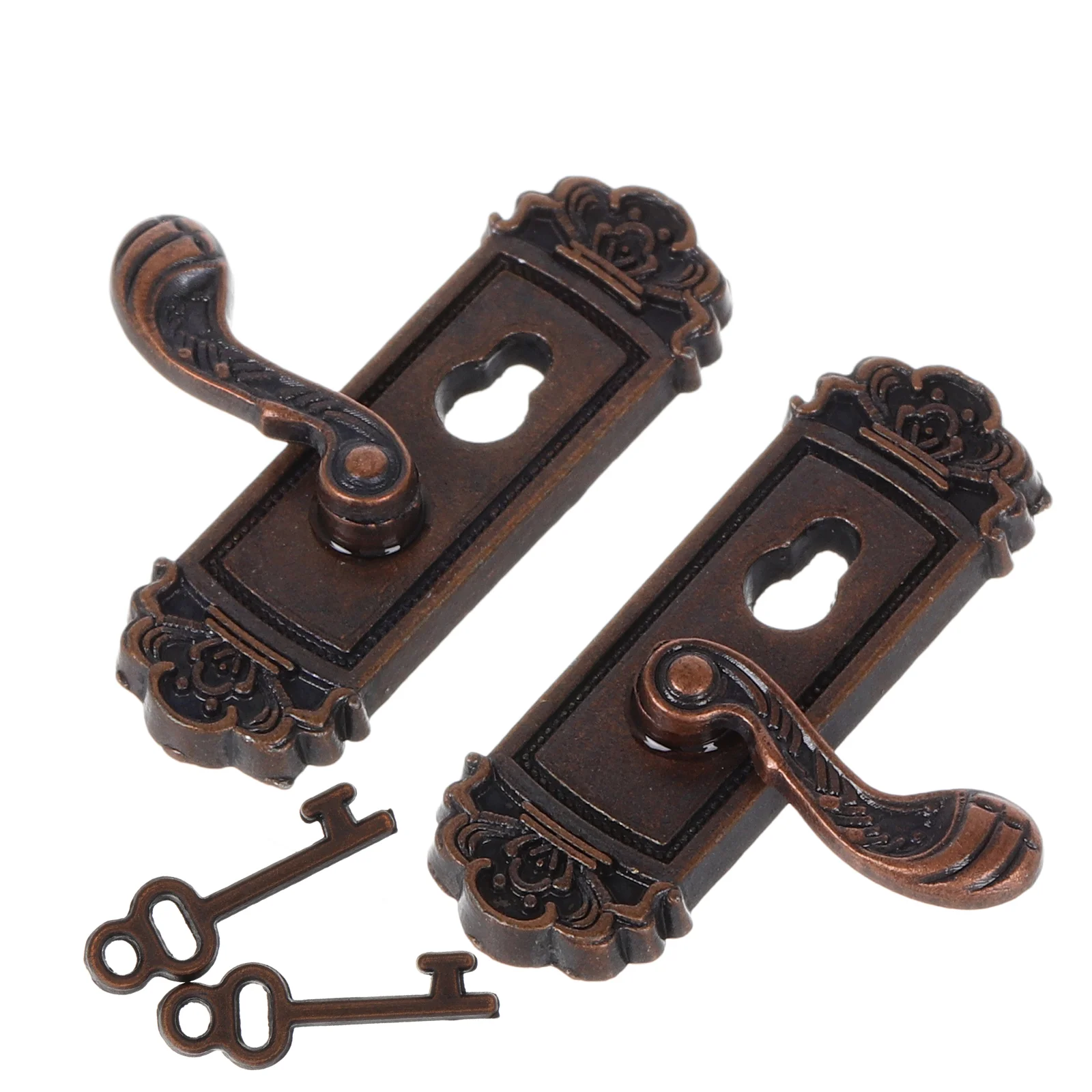 2 PCS Mini Metal Door Handle 1:12 Scale Miniature Handles Pattern Furniture Zinc Alloy Tiny House Accessories
