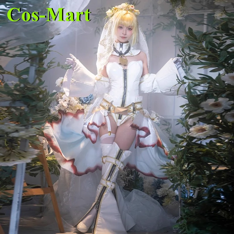 

Game Fate FGO Nero Claudius Cosplay Costume Saber Sweet Cute Bride Uniform Activity Party Role Play Clothing Game