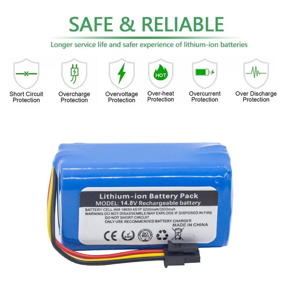 Battery For Qihoo 360 S5 S7 S7Pro T90 X9 3900mAh 14.4v Robotic Vacuum Cleaner Replacement Batteries Part
