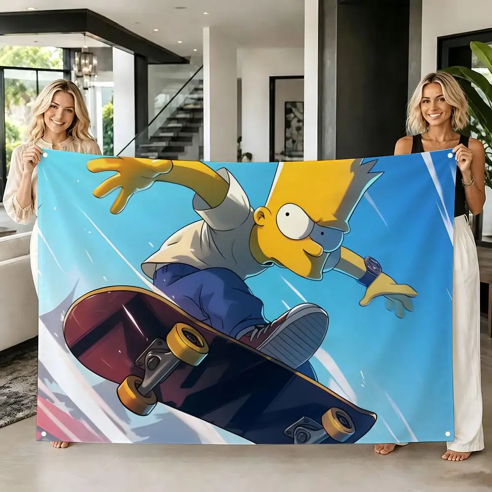 Yellow Boy B-Bart Simpson Flag Flags Tapestry Creative Pattern Photo Living Room Wall Art Party Outdoor Decor