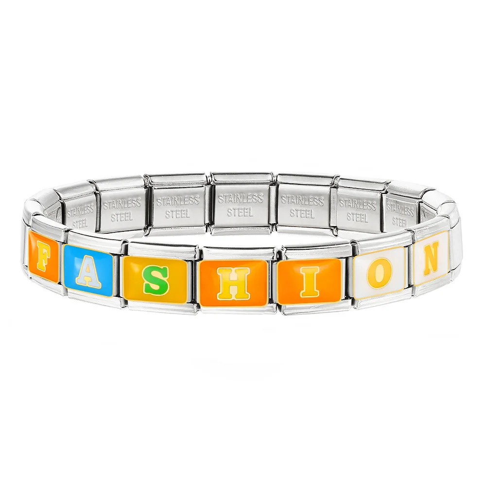 Design Bunte Charms Perlen A-Z Englische Buchstaben Italienische Glieder Passend für 9mm Edelstahl Schmuck DIY Armband Zubehör – Detail 2