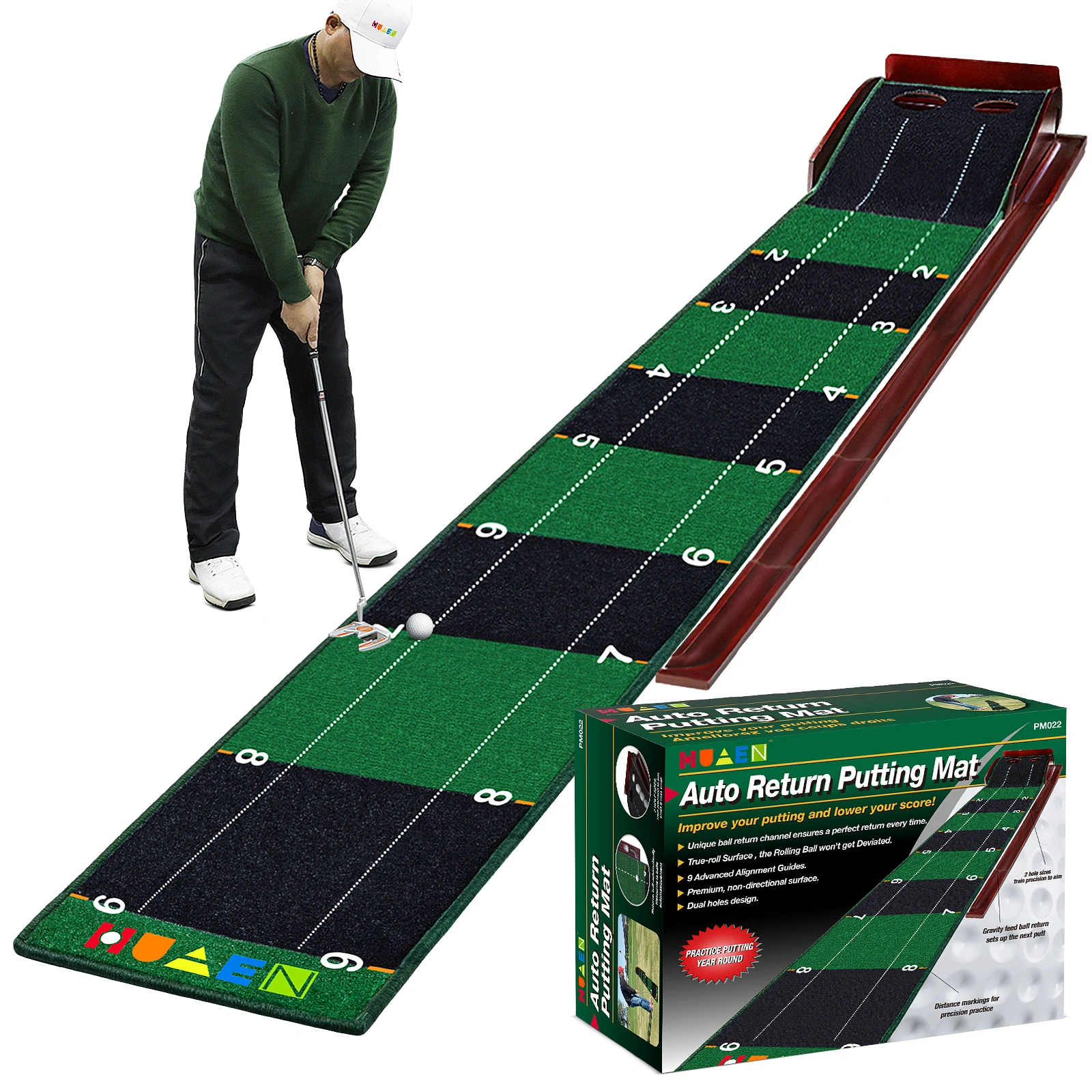 Golf Putting Mat Golf Putter Trainer Green Carpet Practice Set Ball Return Mini Golf Putting Green Fairway Mat