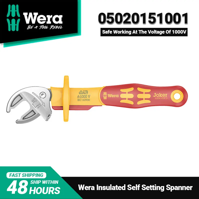 

WERA 05020151001 VDE Series Insulated Self-setting Open End Wrench 137Grams Non-slipping Spanner High Quality Easy Operation