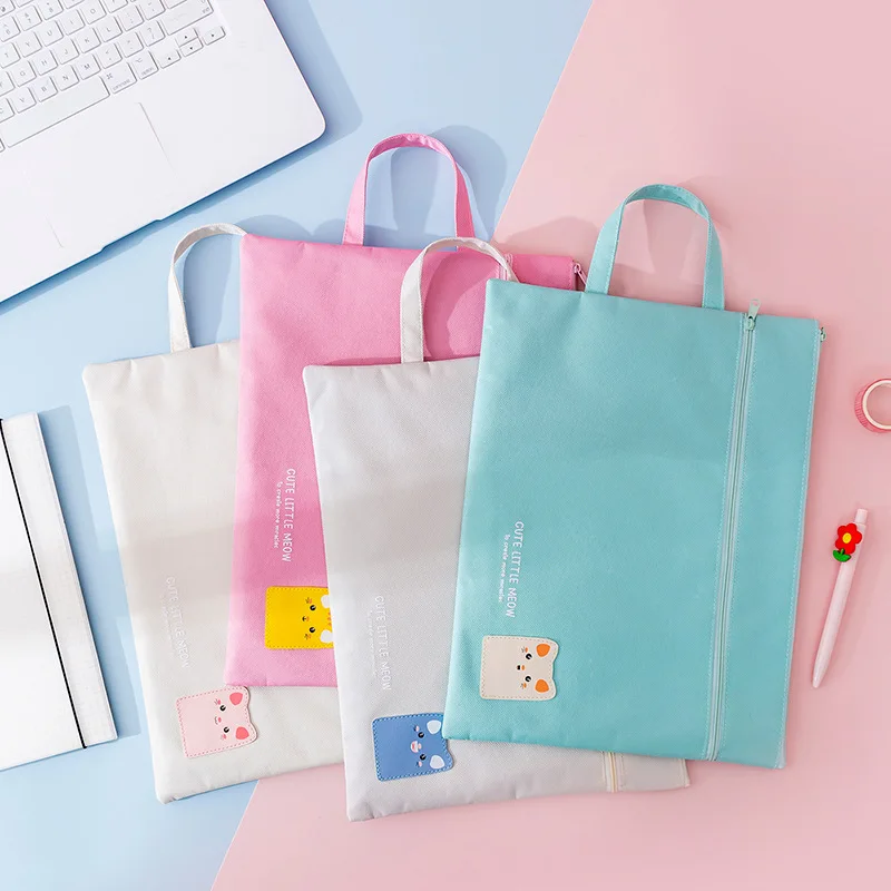 A4 File Bag File Folder Documents File Bag Stationery Filling BAG School Office Storage File Pouch Holder Zipper Bag 8 Colors