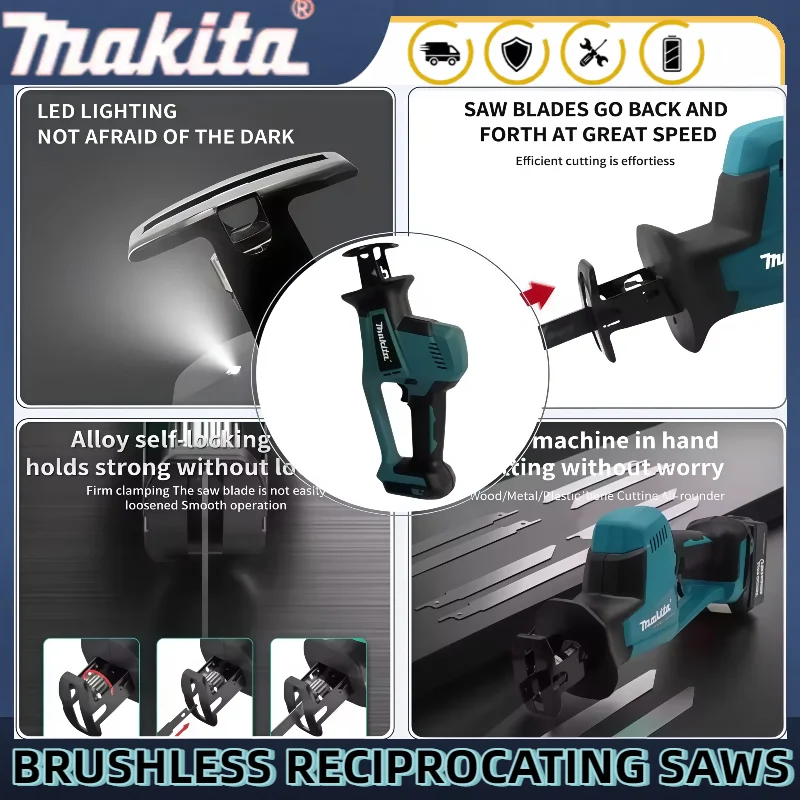 Makita brushless high-power lithium battery portable reciprocating saw electric tool small electric handheld horse knife saw