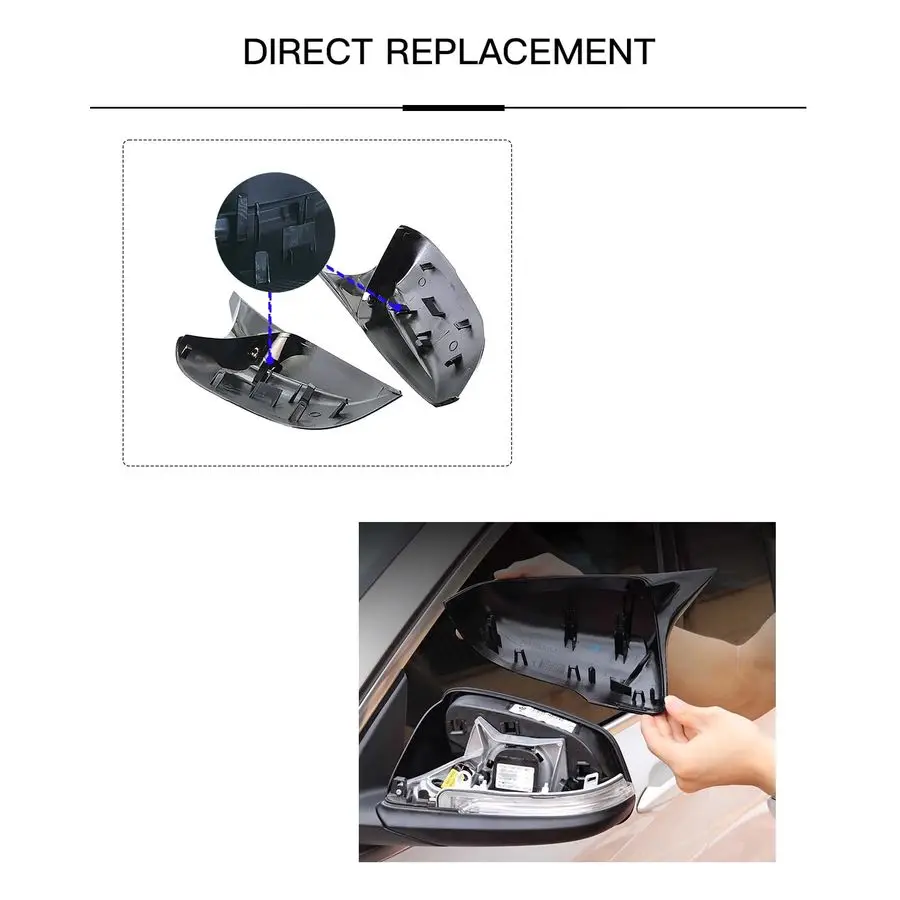 Stil: Glänzend schwarze Türspiegel-Abdeckkappe, kompatibel mit 2014–2020 Infiniti Q50 Q60 Q70 QX30