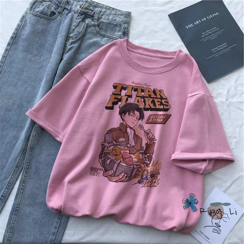 T-Shirt Attaque des Titans AOT pour Femme, Vêtement de Dessin Animé, Levi Ackerman, 2024