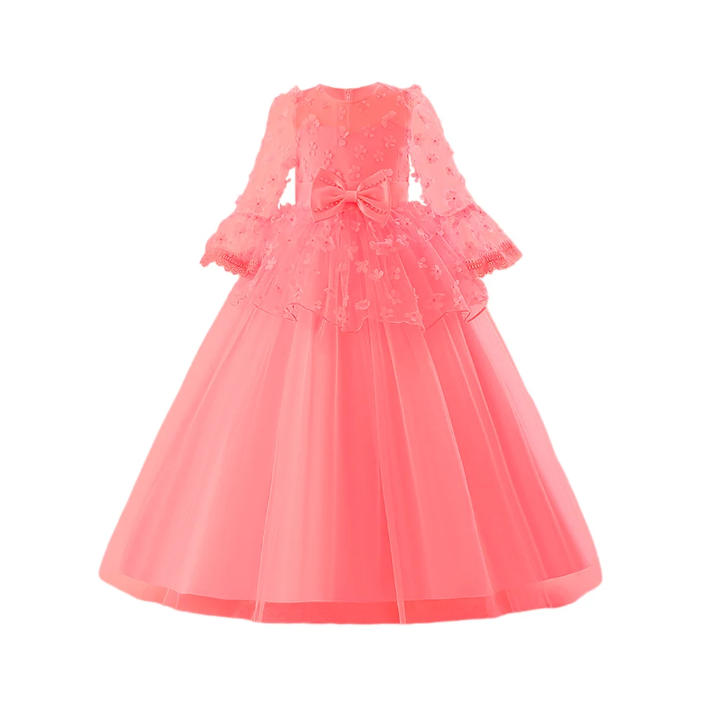 

Princess Flower Girl Dress Long Sleeve, Elegant Kids Wedding Gown for Girls,Perfect for Weddings and Elegant Occasions