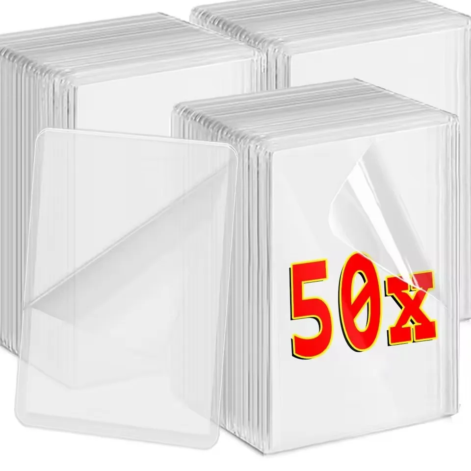 1/50Pcs Transparent Card Sleeve Korean Kpop Card Sleeve with Protective Film Holder Idol Photo Game Card Holders Cover 35PT