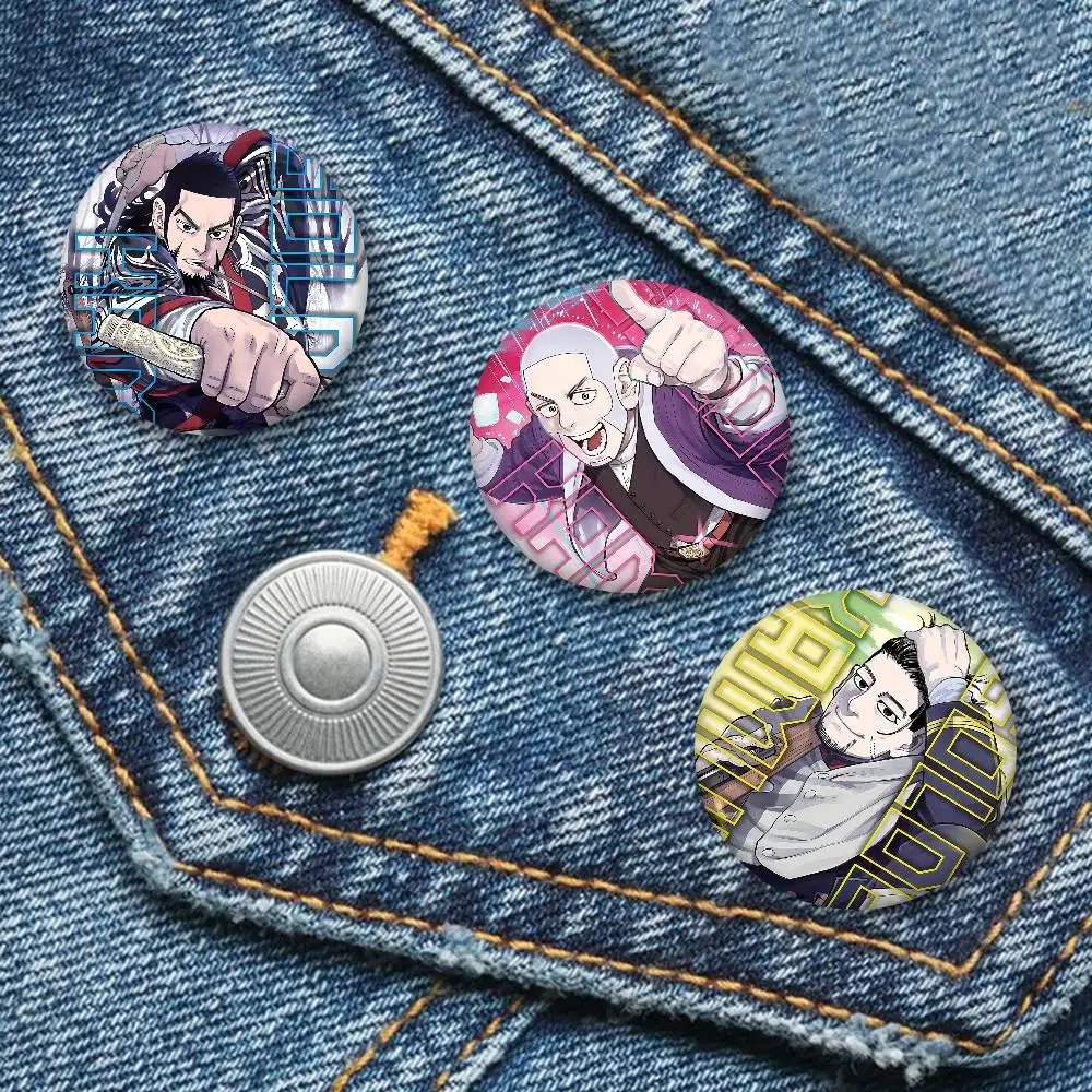 Popular Anime G-Golden K-Kamuy Photo Brooches Creative Round Badge Gifts Pins 32/44/58mm