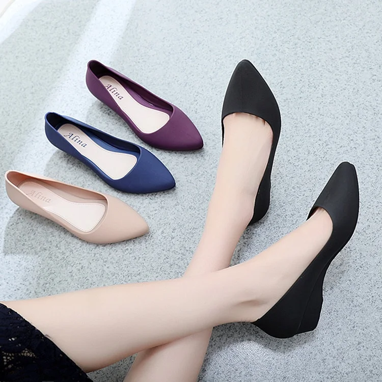 Spring 2026 Fashion Anti-Slip Work Shoes Korean Pointed Toe Matte Surface mid Heel Slip-On Casual Shoes for Women
