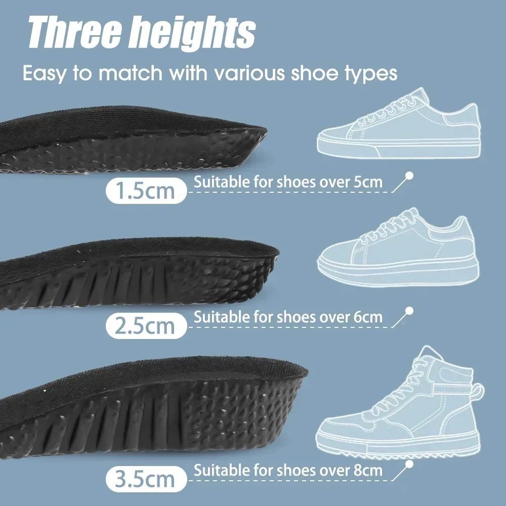 Height Increase Insoles Silicone Memory Foam Shoe Pads Arch Support Orthopedic Cushion Sports Running Heel Lift Feet Inserts