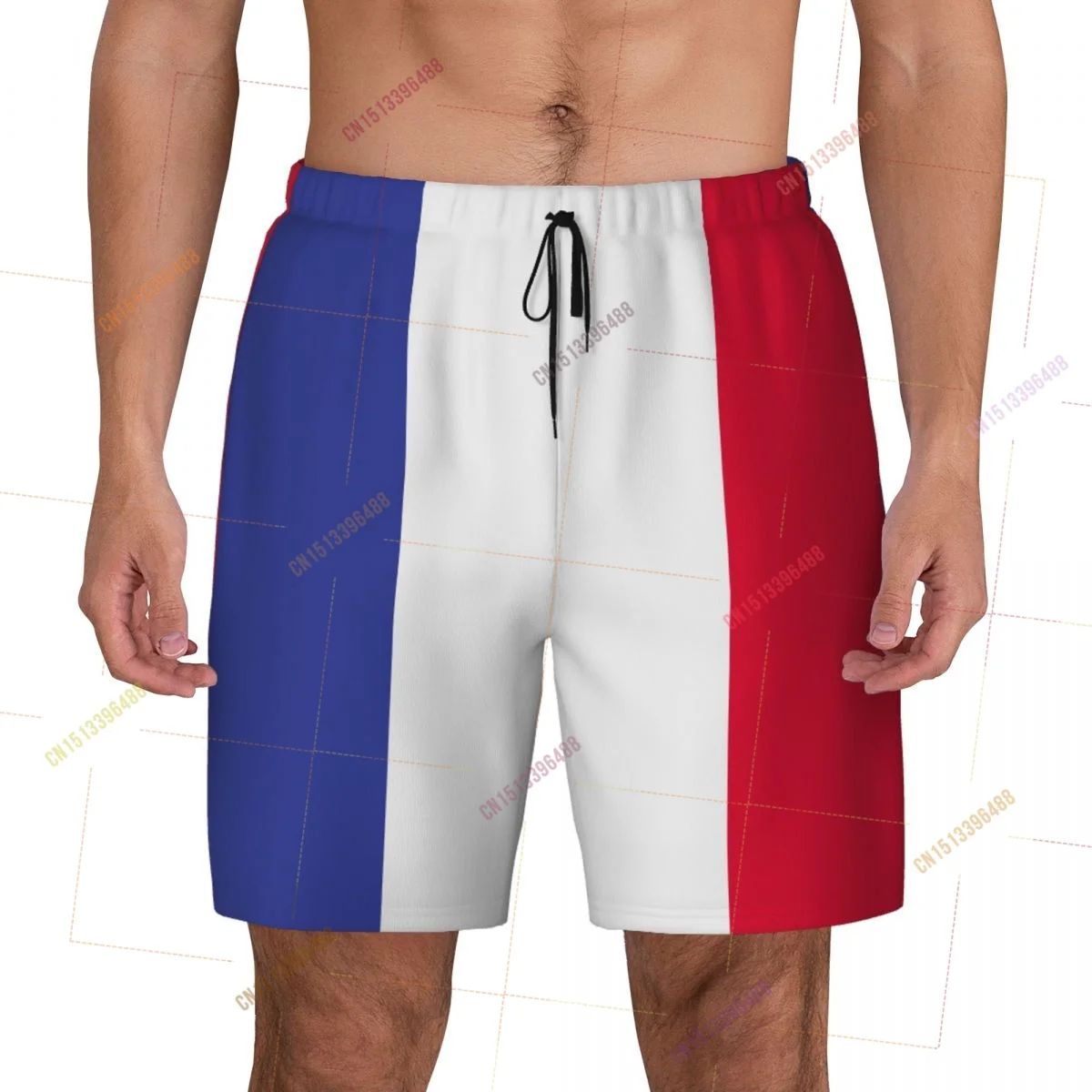 2026 France Flag Top Print 3D Mens Swimming Trunks Hawaiian Bathing Beach 2 in 1 Quick-Dry Summer Swim Shorts With Pockets