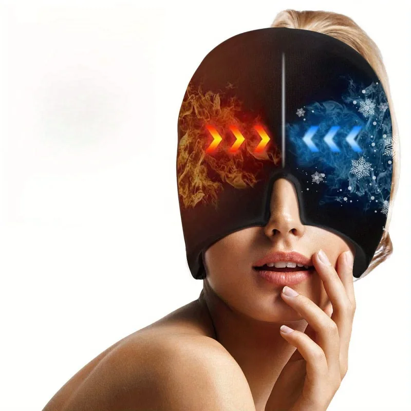 

1 piece migraine hat, facial cooling gel headband, cold compress eye mask, adjustable headwear, face cooling product
