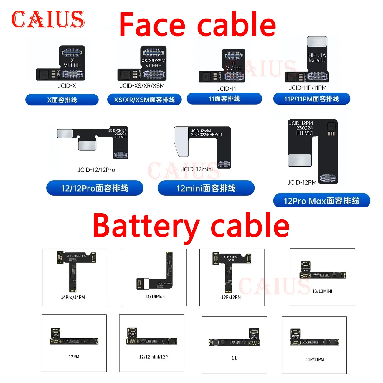 Neues jcid jc tag face id flex kabel für iphone x xr xs max 1112 13 14 pro max mini batterie punkt matrix reparatur lesen und schreiben daten