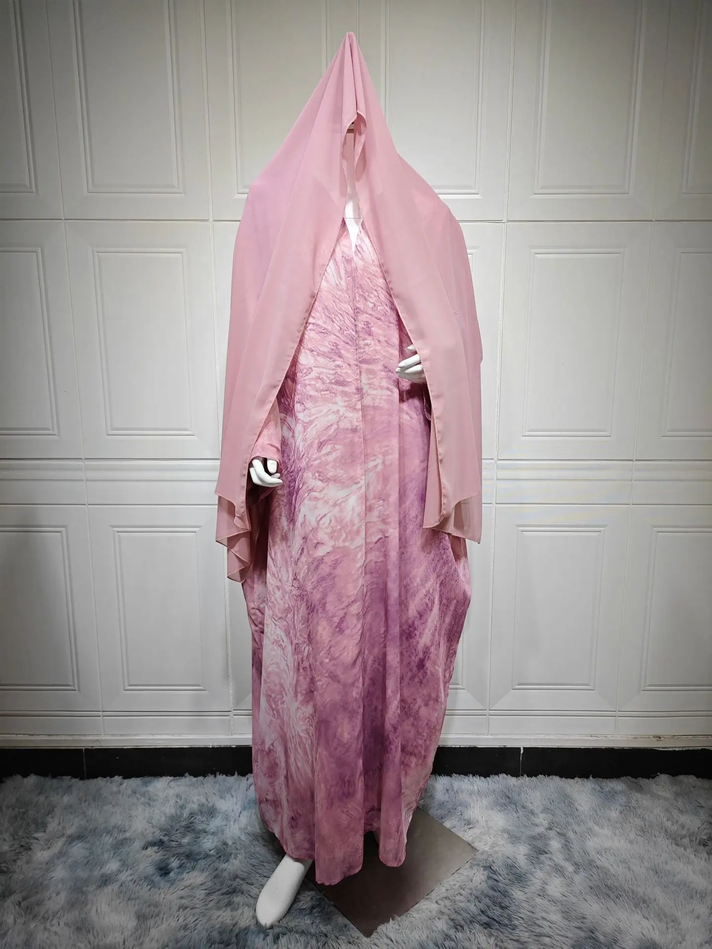 

Women Muslim Abaya with Scarf Set Dress Ramadan Eid Print Cardigan Arab Long Robe Morocco Dubai Kaftan Islam Vestidos Jalabiya