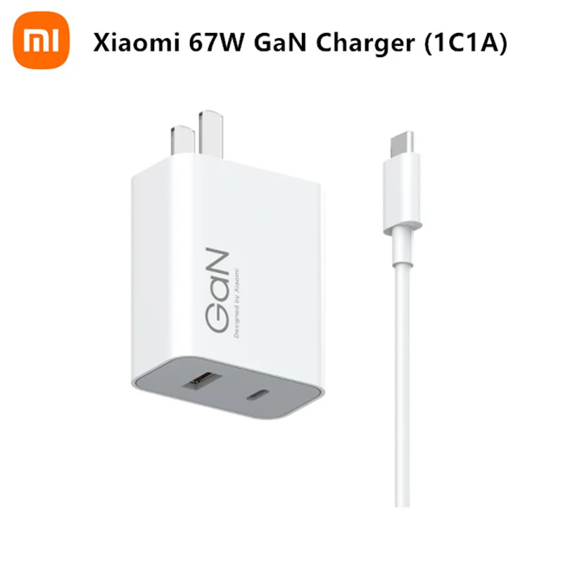 Xiaomi Mi 67W GaN Charger 1C1A Dual USB Output Support QC PD Fast Charging With 6A  Type-c Cable