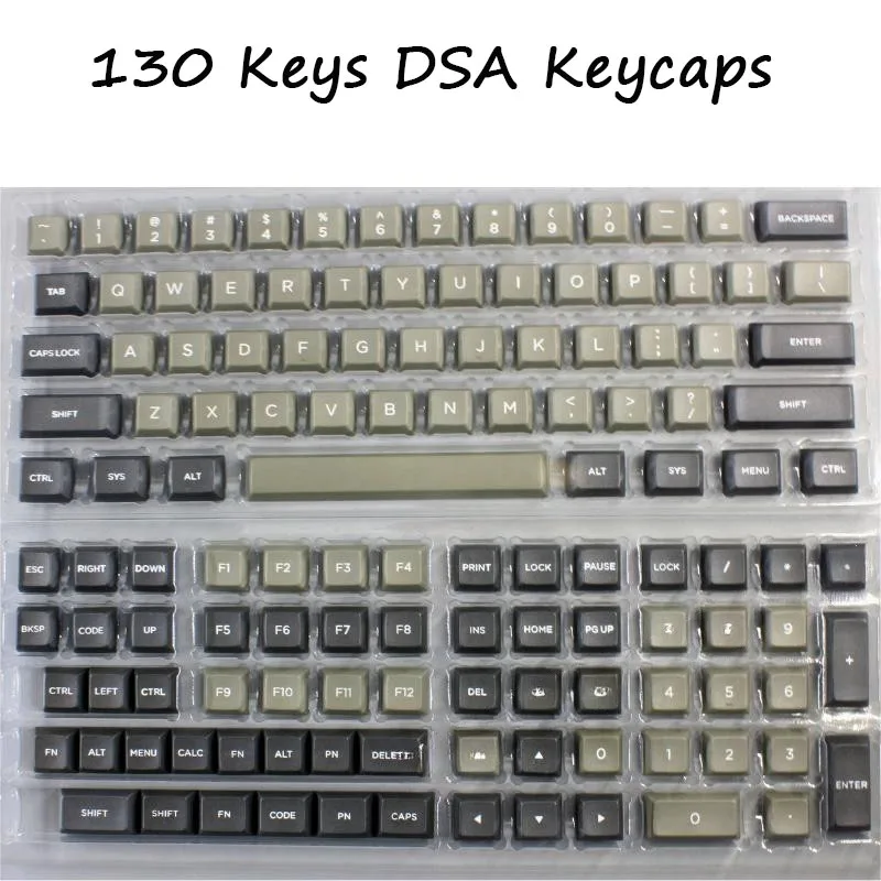 130 Keys Minimalist Gray DSA Keycaps For Cherry MX Switch Mechanical keyboard PBT low profile Keycap Custom DSA profile key Caps