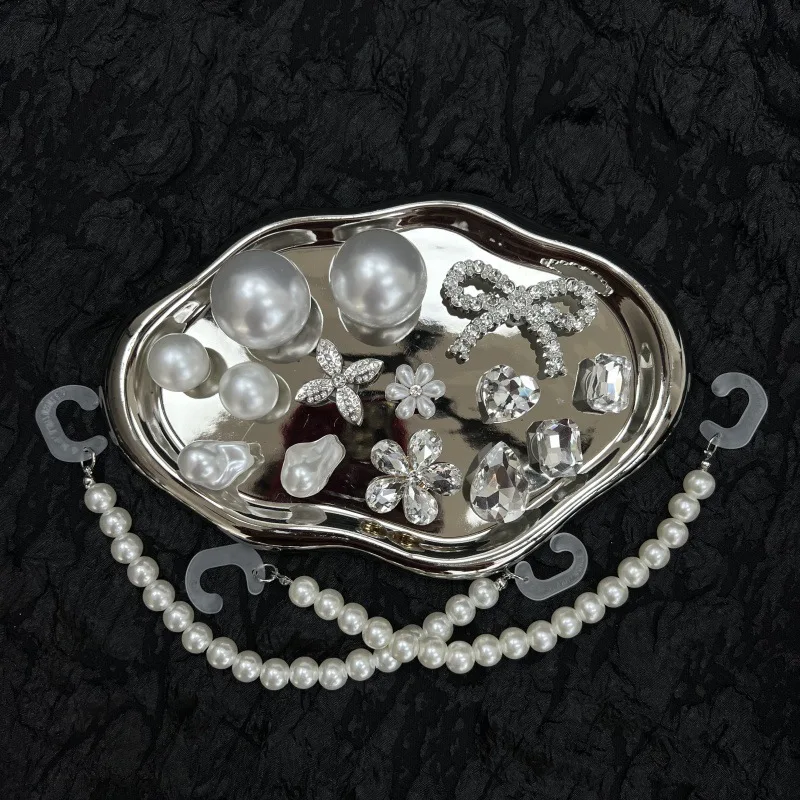 Premium Handmade Pearl Chain Shoe Charms Extra Large Pearl Flower for Clogs Sandals Upper Decor Accessories