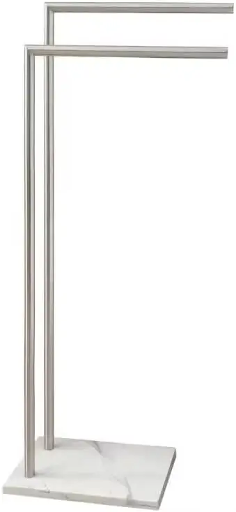 

41-дюймовая двойная L-образная вешалка для полотенец с мраморным основанием для пола в ванной, из нержавеющей стали с матовым никелевым покрытием