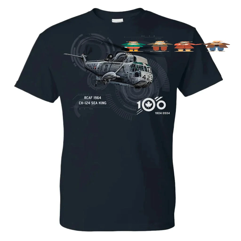 RCAF 100 Legacy CH-124 Sea King Helicopter T-Shirt 100% Cotton O-Neck Short Sleeve Summer Casual Mens T-shirt Size S-3XL