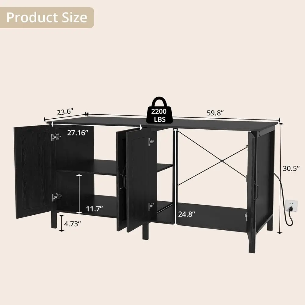 Sturdy 100-150 Gallon Aquarium Stand with Cabinet and Power Outlet, Ideal for Fish, Turtle, and Reptile Tanks, 60x24, 2200 lbs C
