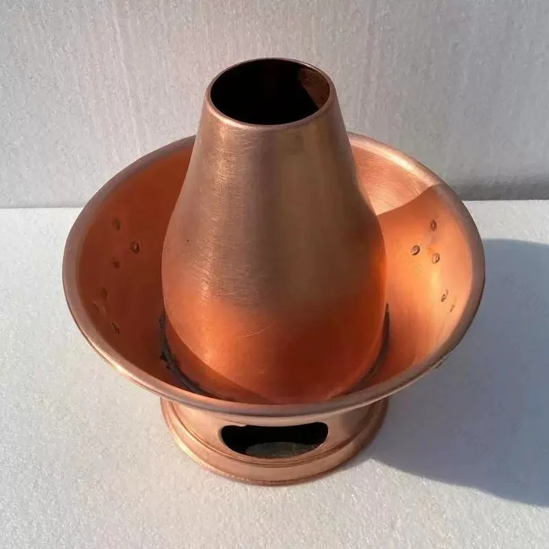 Red copper thickened double flavor pot Old Beijing stove Instant boiled mutton charcoal manual copper hot pot Copper hot pot