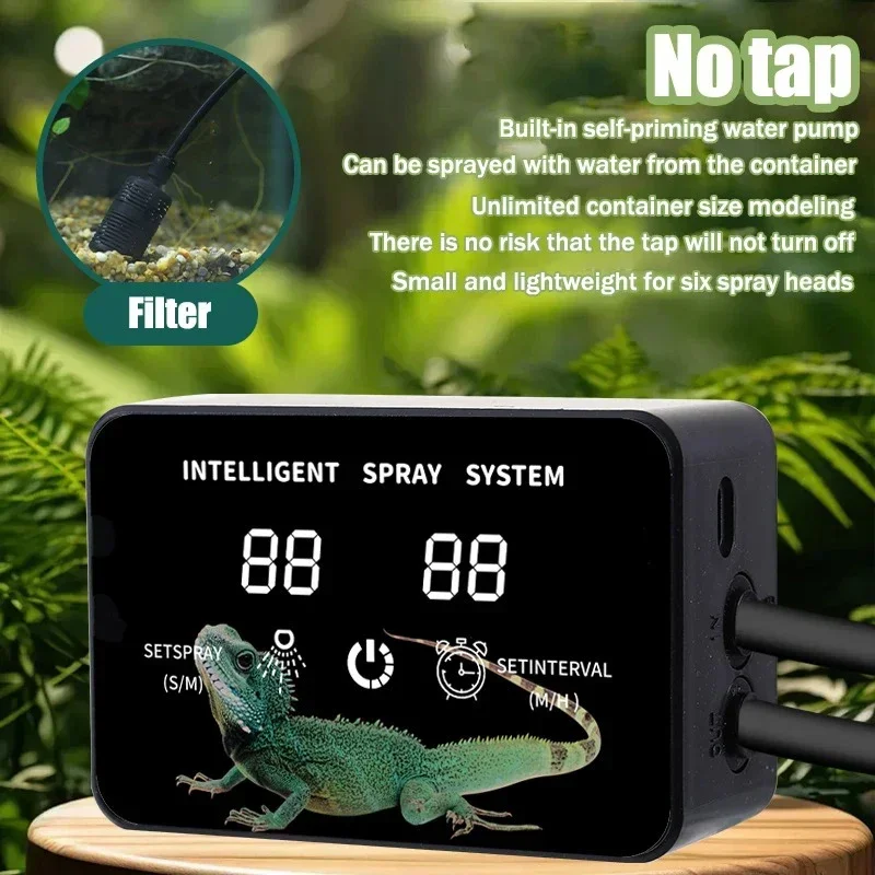 Intelligent Reptile Fogger Timed Spray System Terrarium Rainforest Humidification Automatic Irrigation Sprayer Kit