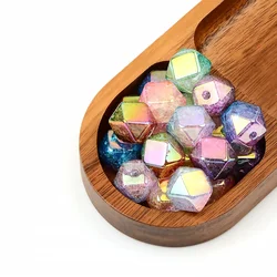 10pcs 1.6cm Random Color Mix Polygon Cracked Acrylic Beads For Jewelry Making Charms Bracelet Necklace DIY Beads Accessories