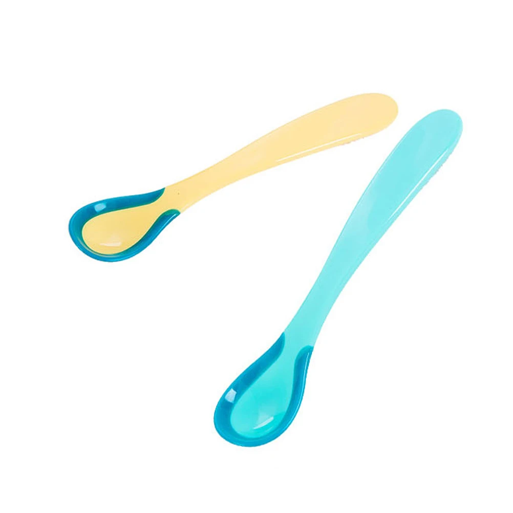 

2 pcs Baby Temperature Sensing Infant Safety Ergonomic Handle Heat Responsive Design For Newborns Material Safe Tool