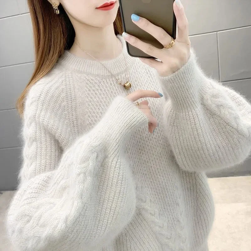 Fashion100% Merino Wolle Pullover Kaschmir Pullover Frauen Strickwaren Oansatz Langarm Herbst Winter Mode Grundlegende Kleidung Tops