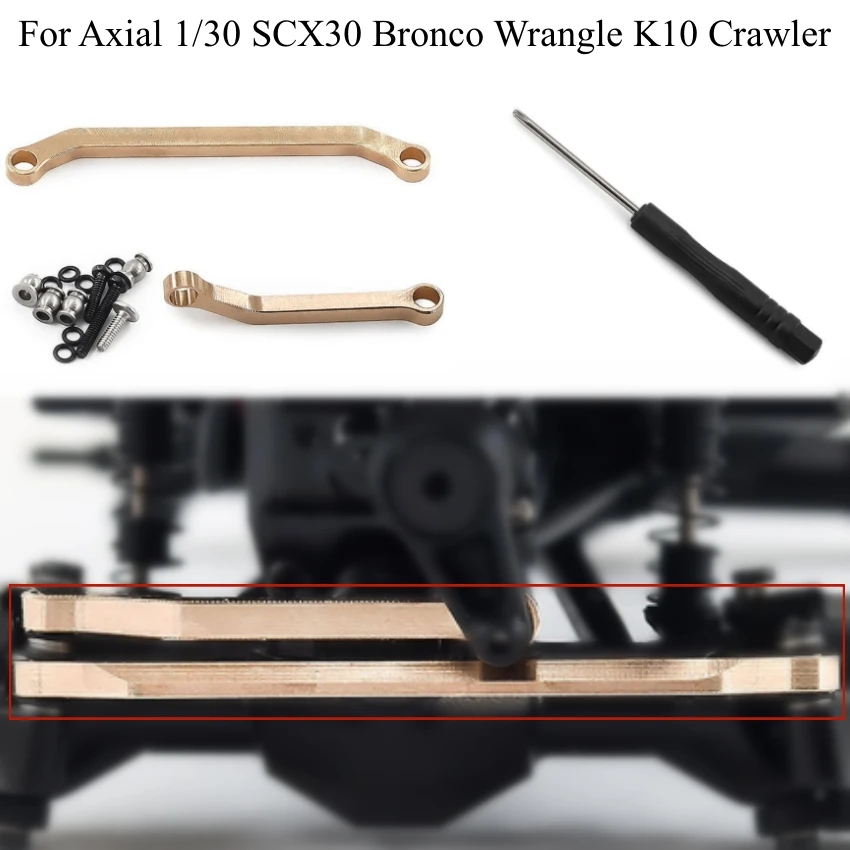 ​For Axial 1/30 SCX30 Bronco Wrangle K10 Crawler Brass Steering Tie Rod Set D424 RC Car Accessories