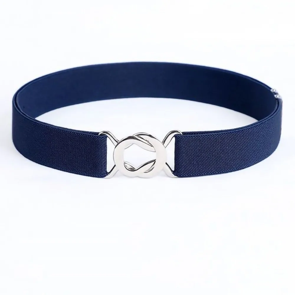 Casual Elastic Invisible Belt 2.5cm Width Adjustable Waist Belt with Metal Buckle Stretch Belt for Jeans Pants