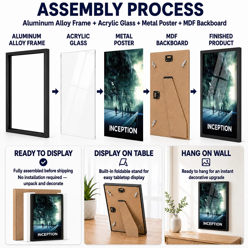 Inception Movie Metal Poster With Aluminum Alloy Frame Customized Cinematic Wall Art For Film Screening Room, Cinema Fan Gift
