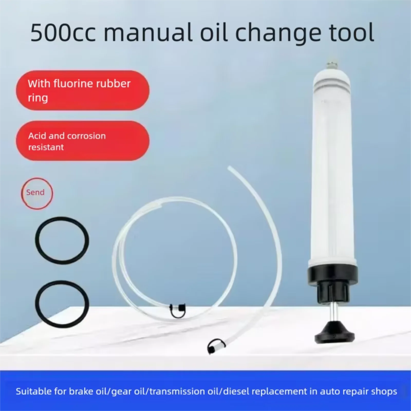 

200cc/500cc Car Engine Oil Fluid Pump Efficient Vacuum Manual Inhalation Syringe Style Engine Cooolant Transfer Translucent