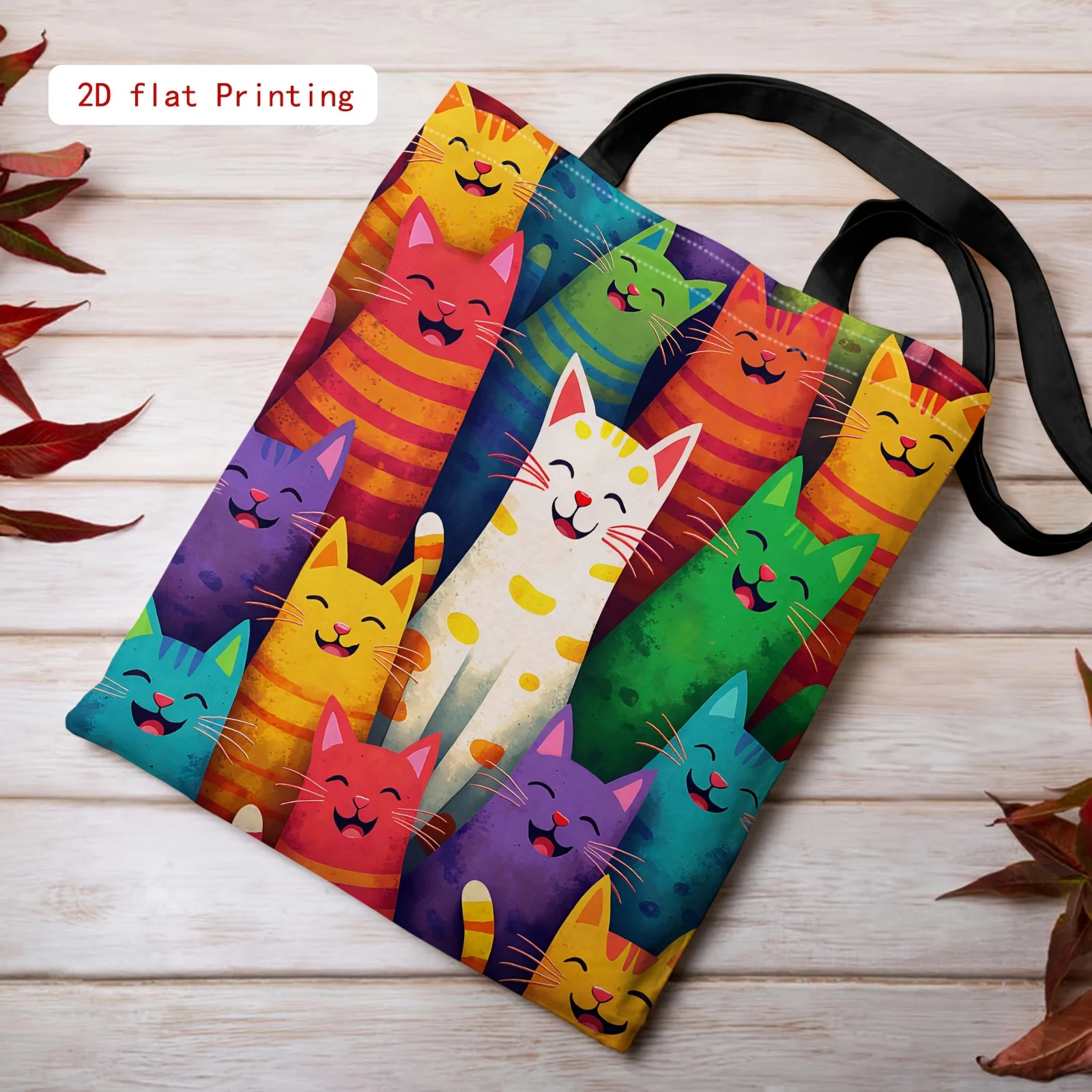 1pc Women's Cute Smiling Cat Face Tote Bag with Paw Print & Kitten Ears - Durable Handbag Suitable for Travel, Commute, Shopping