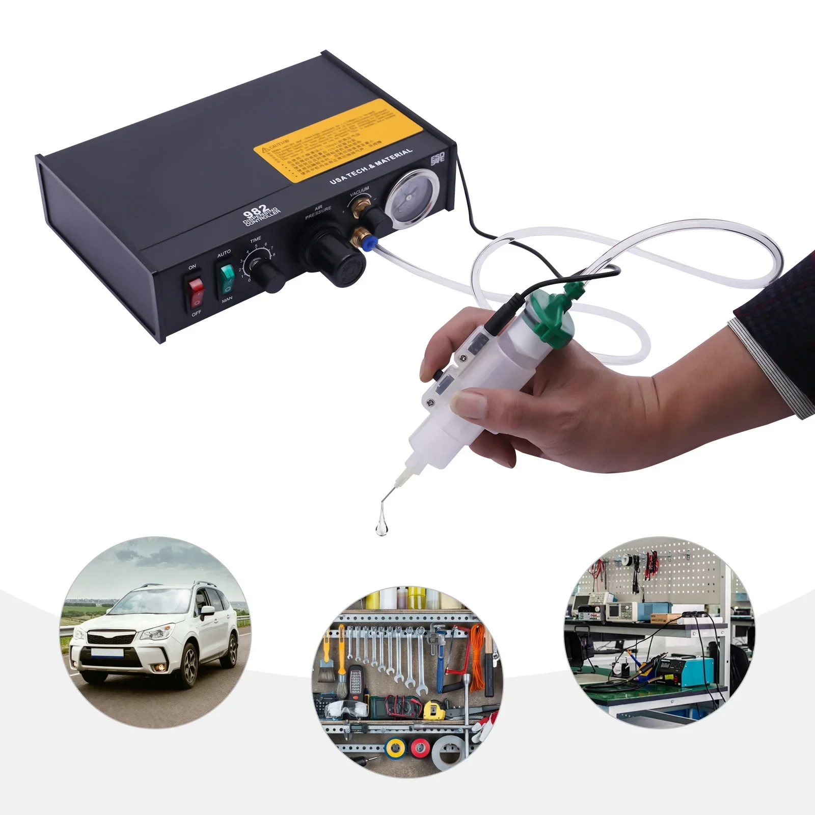 Air-Powered Glue Dispenser - Manual & Semi-Auto Liquid Adhesive Controller for Industrial/Electronic Assembly