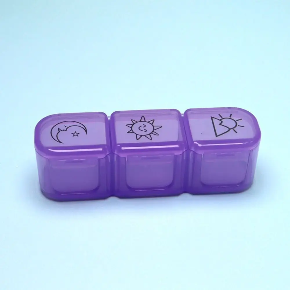 Mini Weekly Pill Organizer Multifunction Waterproof Pill Storage Box Three Grids Dust Prevention Sub-Packing Pill Box Travel