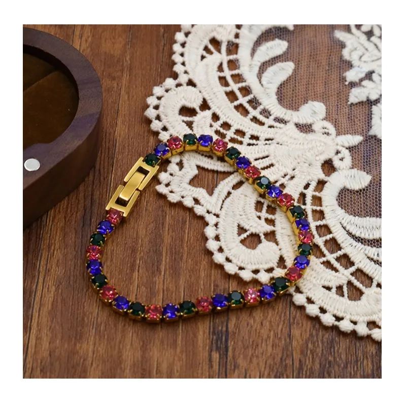 

Popular Niche Does Not Fade, Colorful Diamond-encrusted Zircon Bracelet, Personalized High-end Jewelry Women