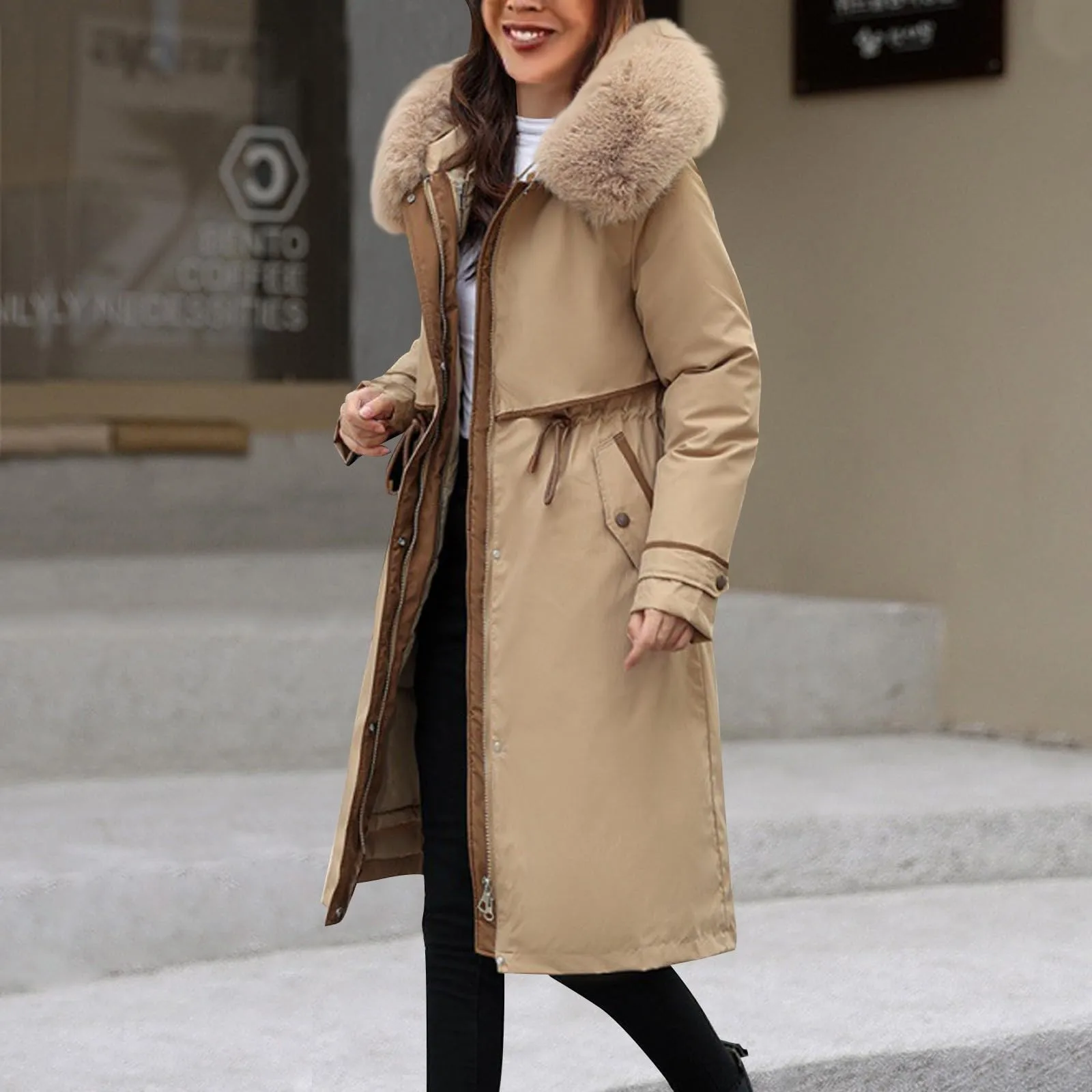 한국어 스타일 여성 중간 길이 코튼 자켓 까마귀 맞는 여성 자켓 겨울 중간 길이 오피스 코튼 코트 따뜻한 양털 파카