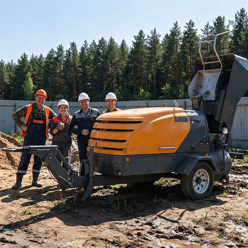 Mobile Floor Screed Mixer Pump Semi-Dry Cement Mortar Transfer Pump For Building Construction Site