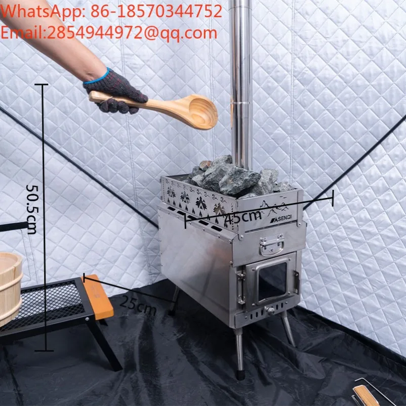 Stainless Steel Portable Wood-fire Stove, Outdoor Tent Sweat Steam Heating Stove, Sauna Heating Equipment