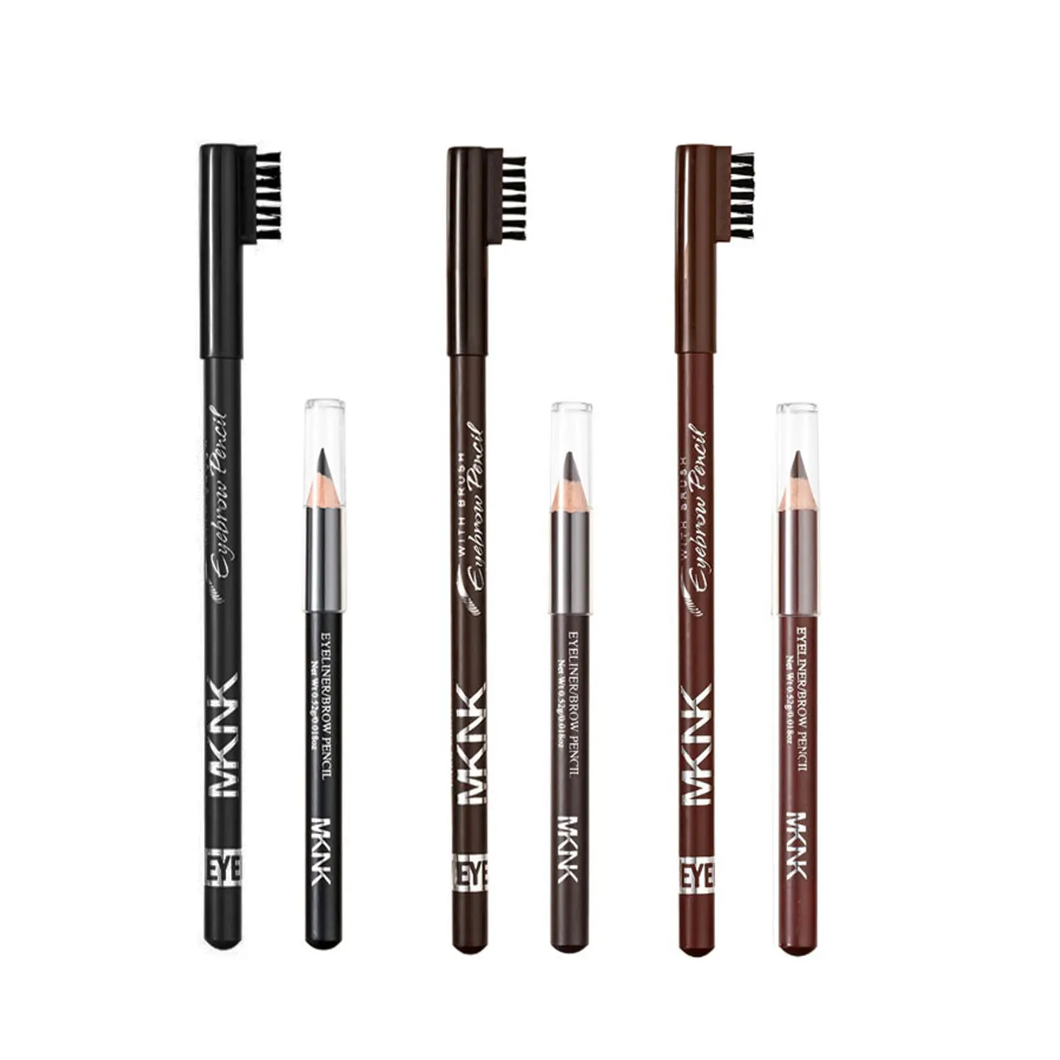 防水アイブロウペンシル 2 本 - 防汗、長持ちするナチュラルマット仕上げ、洗練されたペンシルデザイン